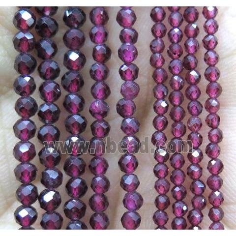 tiny Garnet Beads, faceted round, darkRed