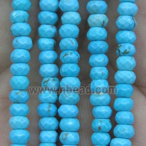tiny turquoise beads, faceted rondelle