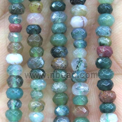 Indian Agate beads, faceted rondelle, green