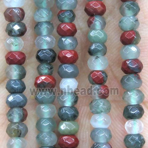 tiny African bloodstone jasper beads, faceted rondelle
