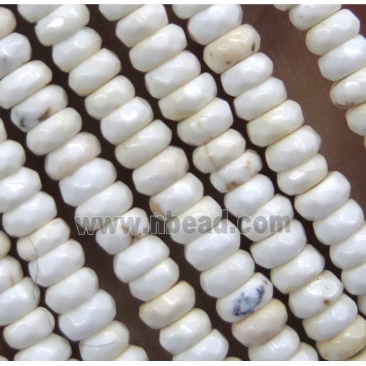 tiny white howlite turquoise beads, faceted rondelle