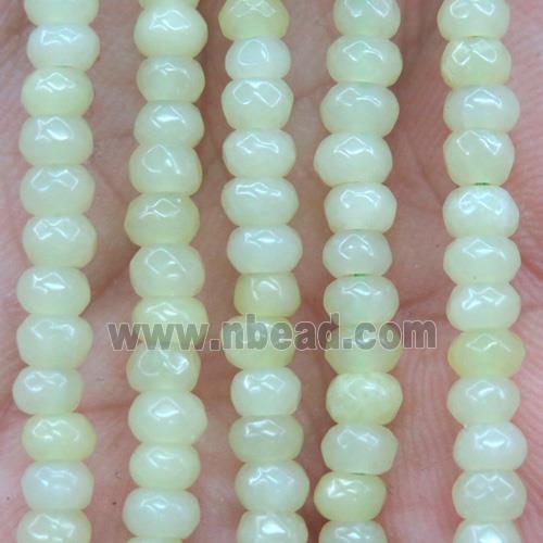 tiny lenon jade beads, faceted rondelle