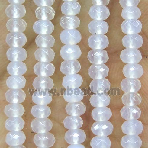 tiny white Agate Beads, faceted rondelle