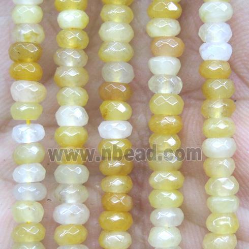 tiny yellow jade beads, faceted rondelle
