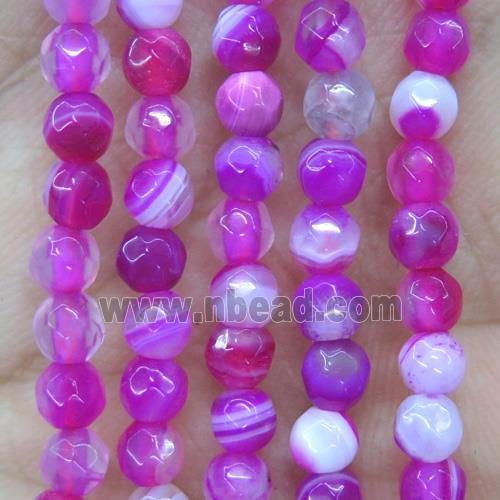 tiny hotpink striped agate beads, faceted round