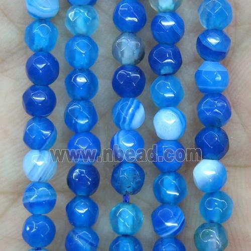 tiny blue stripe Agate beads, faceted round