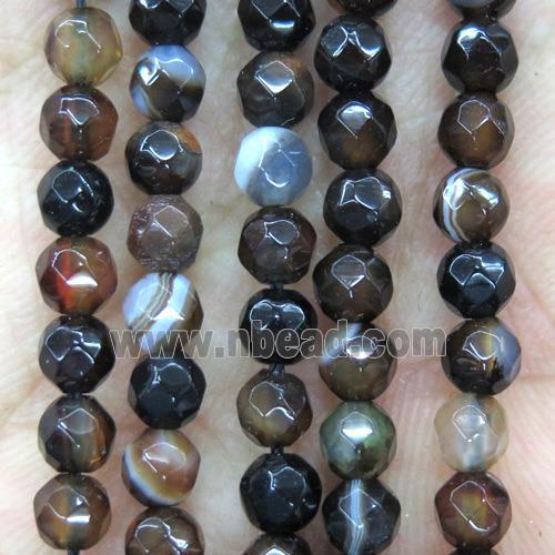 tiny coffee stripe agate beads, faceted round