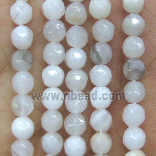 tiny Chinese white crazy agate beads, faceted round