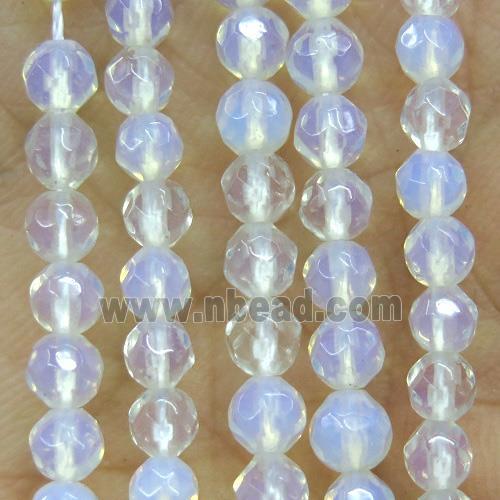 tiny white opalite beads, faceted round