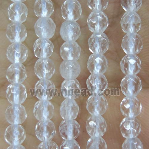 tiny Clear Quartz beads, faceted round