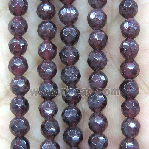 tiny red garnet beads, faceted round