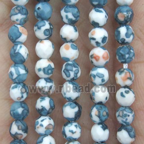tiny turquoise beads, faceted round, dye