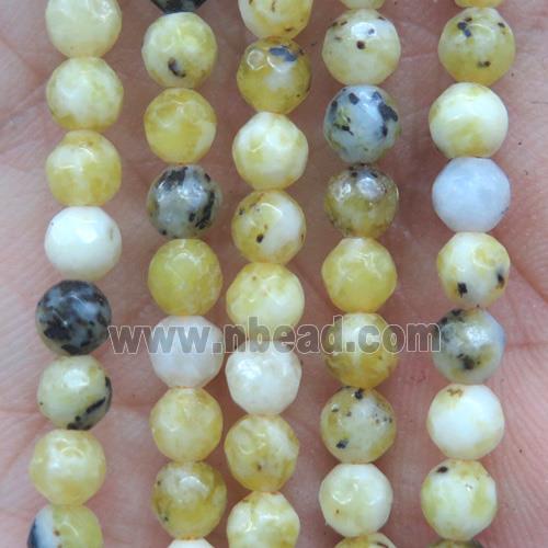 tiny lemon jade beads, faceted round