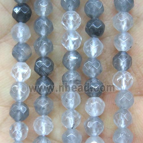 tiny gray Cloudy Quartz beads, faceted round