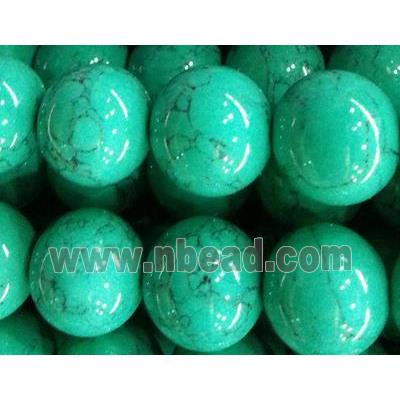 Round Turquoise Beads, green treated