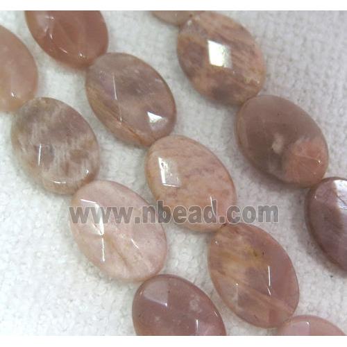 sunstone bead, faceted oval