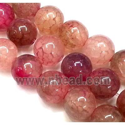 pink veins agate beads, round