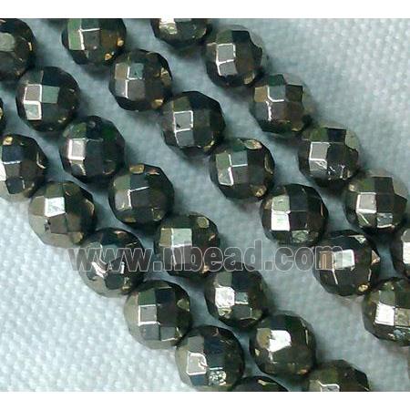 natural Pyrite Beads, faceted round
