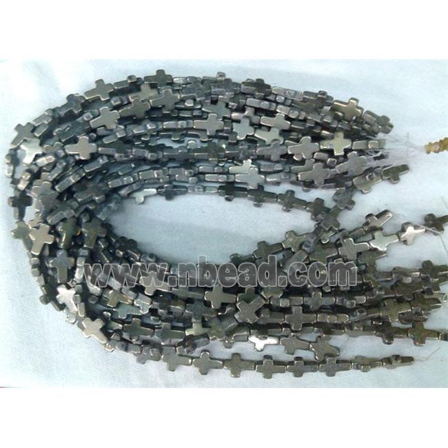 natural Pyrite Cross Beads