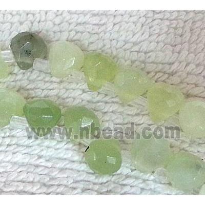green aventurine bead, faceted teardrop