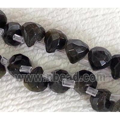 black onyx bead, faceted teardrop