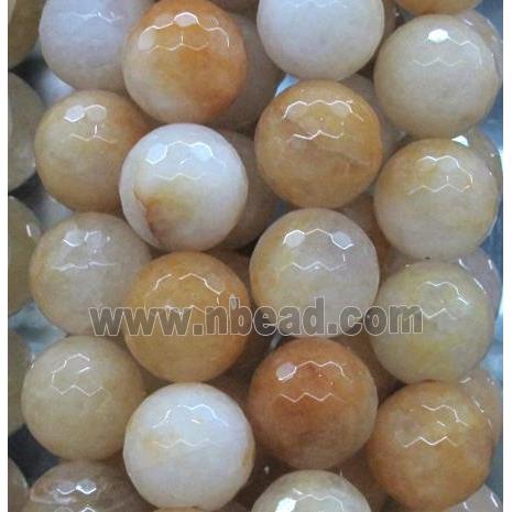 Yellow Honey Jade Beads Faceted Round