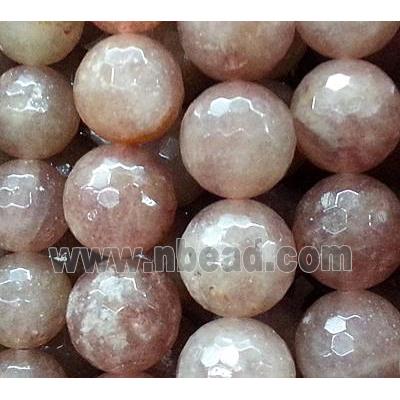 rose jade bead, faceted round