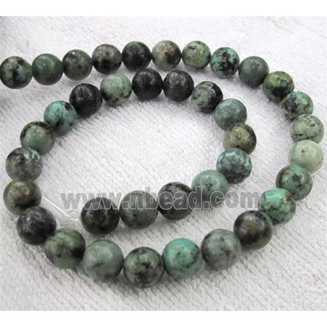 round African turquoise beads, green