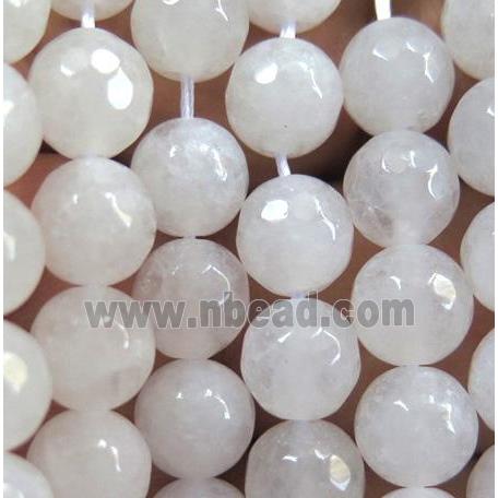 white jade bead, faceted round
