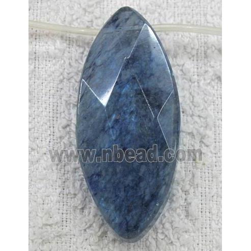 watermelon quartz bead, faceted flat-oval, blue