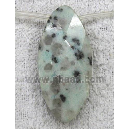 spotted dalmatian jasper beads, faceted flat-oval