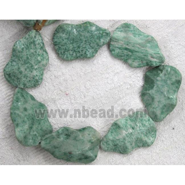 green rain jasper bead, cucurbit