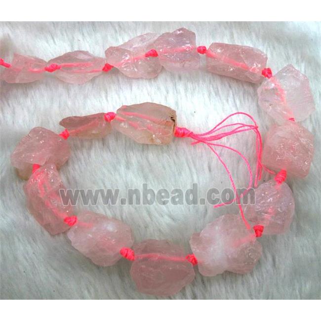 rose quartz nugget bead, freeform