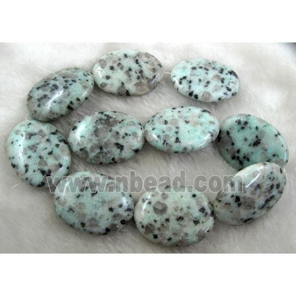 Flat oval gemstone beads