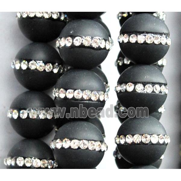 black onyx bead paved rhinestone, matte round