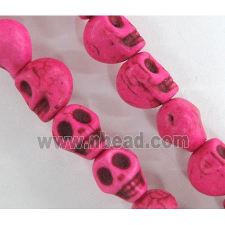 Turquoise skull beads, stability, dyed, pink