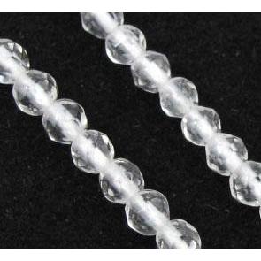 natural clear quartz beads, tiny, faceted round