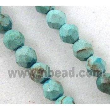 blue turquoise beads, tiny, faceted round