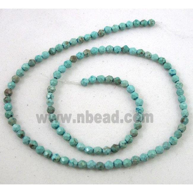 blue turquoise beads, tiny, faceted round