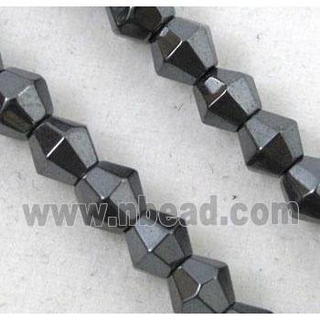 hematite beads, black, bicone