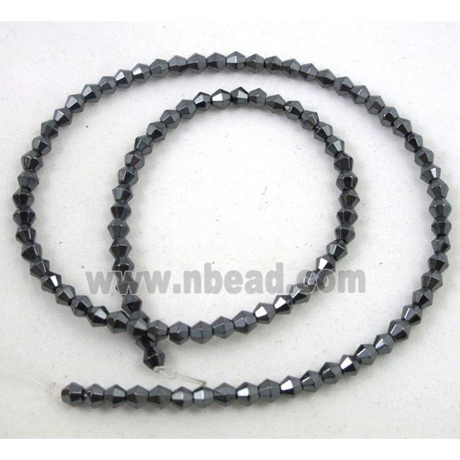 hematite beads, black, bicone