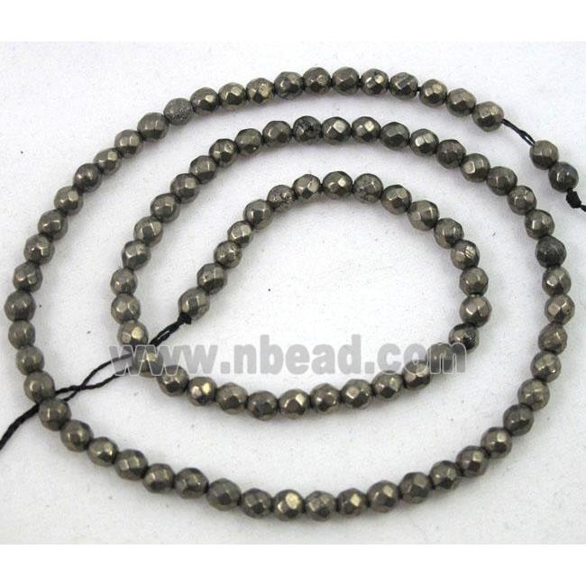 Pyrite beads, faceted round