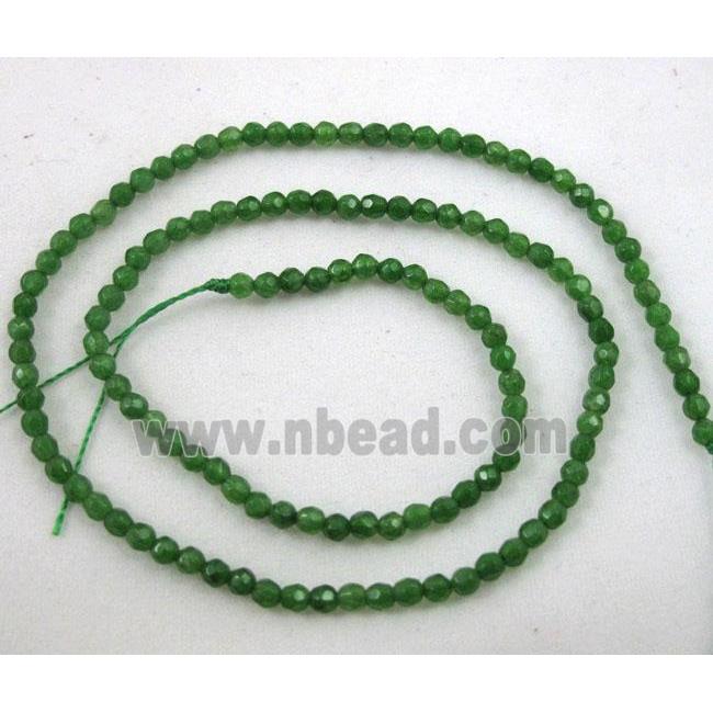 jade beads, tiny, faceted round, green
