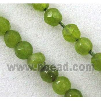 jade beads, tiny, faceted round, olive