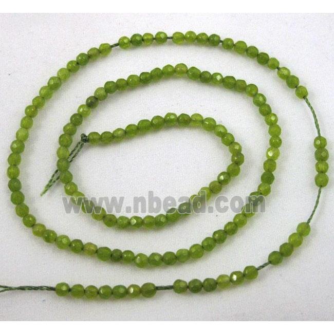 jade beads, tiny, faceted round, olive