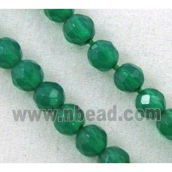 Green Agate Beads, tiny, faceted round