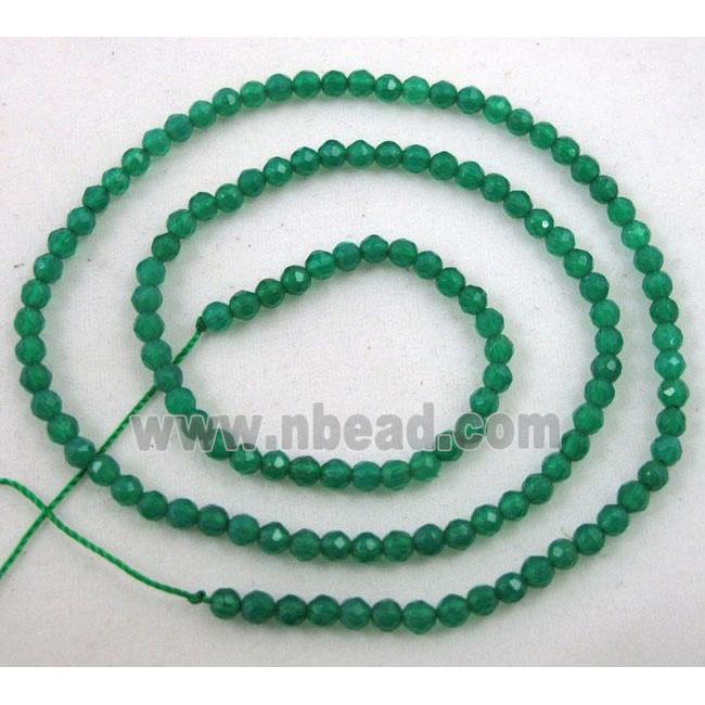 Green Agate Beads, tiny, faceted round