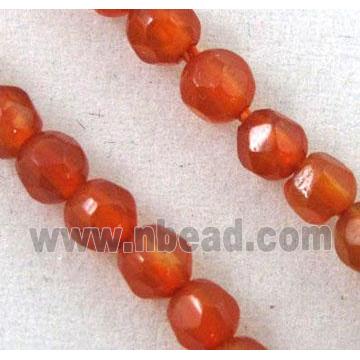 ruby carnelian beads, tiny, faceted round