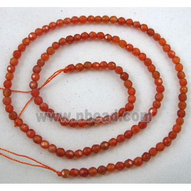 ruby carnelian beads, tiny, faceted round