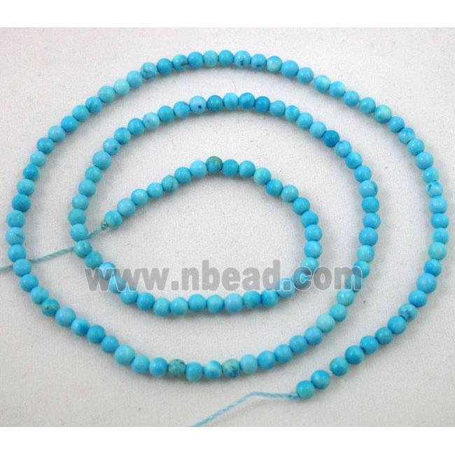 turquoise bead, tiny, round, blue